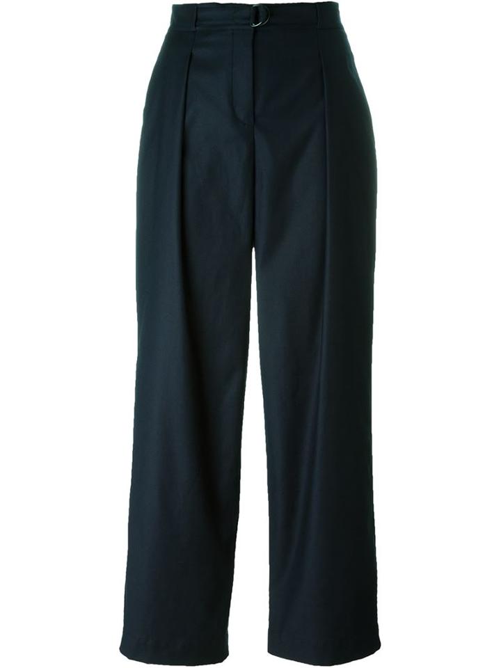 Akris High Waist Wide Leg Trousers, Women's, Size: 38, Blue, Cotton/spandex/elastane/viscose