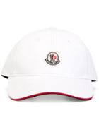 Moncler Logo Baseball Cap, Men's, White, Cotton/polyester