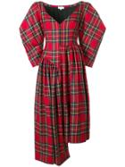 Isa Arfen Asymmetric Tartan Dress - Red