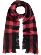 Burberry Fringed Check Scarf - Pink & Purple