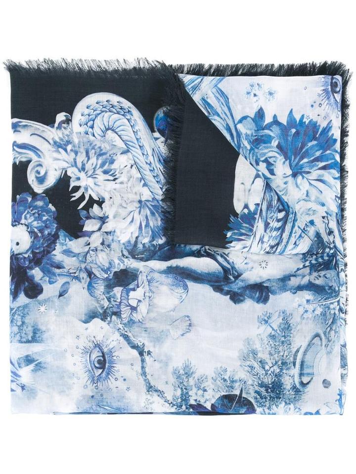 Roberto Cavalli Multiple Prints Scarf, Women's, Blue, Modal