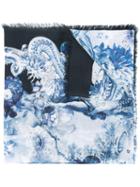 Roberto Cavalli Multiple Prints Scarf, Women's, Blue, Modal