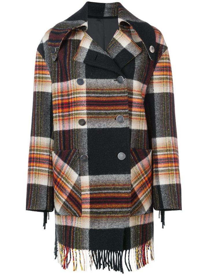 Calvin Klein 205w39nyc Fringed Tartan Coat - Multicolour