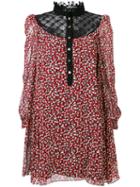 Philosophy Di Lorenzo Serafini - Lace Panel Floral Dress - Women - Silk/cotton/rayon - 38, Red, Silk/cotton/rayon
