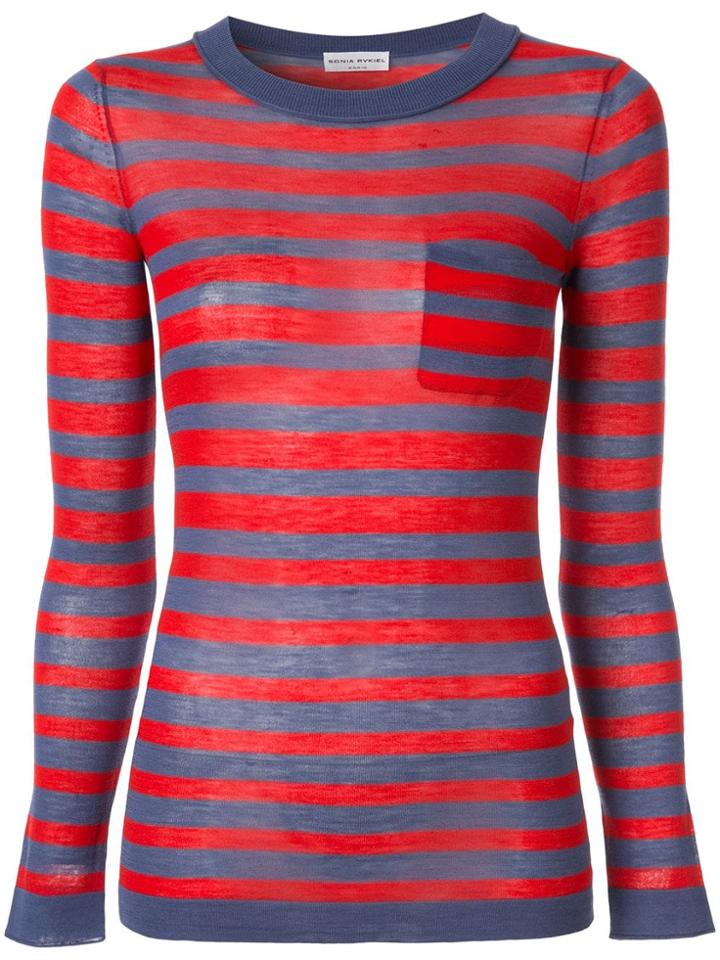 Sonia Rykiel Striped Silk Jumper - Red