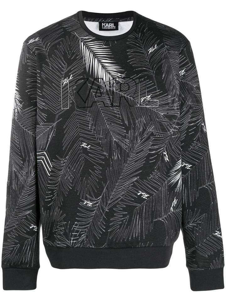 Karl Lagerfeld Palm Leaf Print Sweatshirt - Black