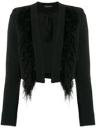 David Koma Cropped Feather Jacket - Black
