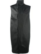 Rick Owens Long Sleeveless Coat, Men's, Size: 52, Black, Calf Leather/viscose/cupro/cotton