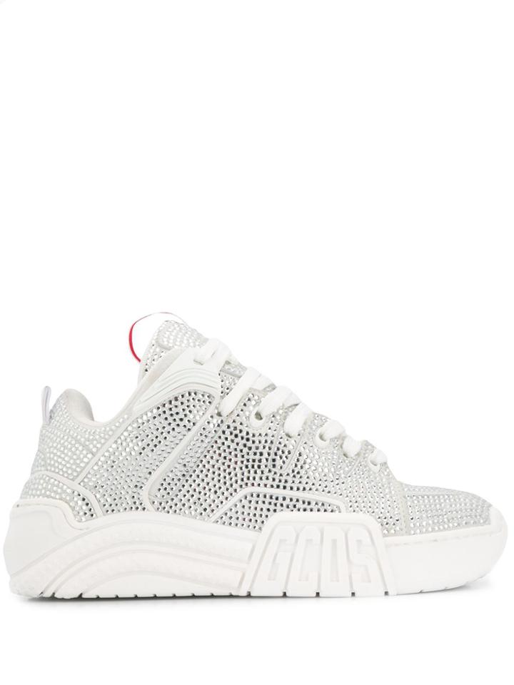 Gcds Crystal-embellished Platform Trainers - White