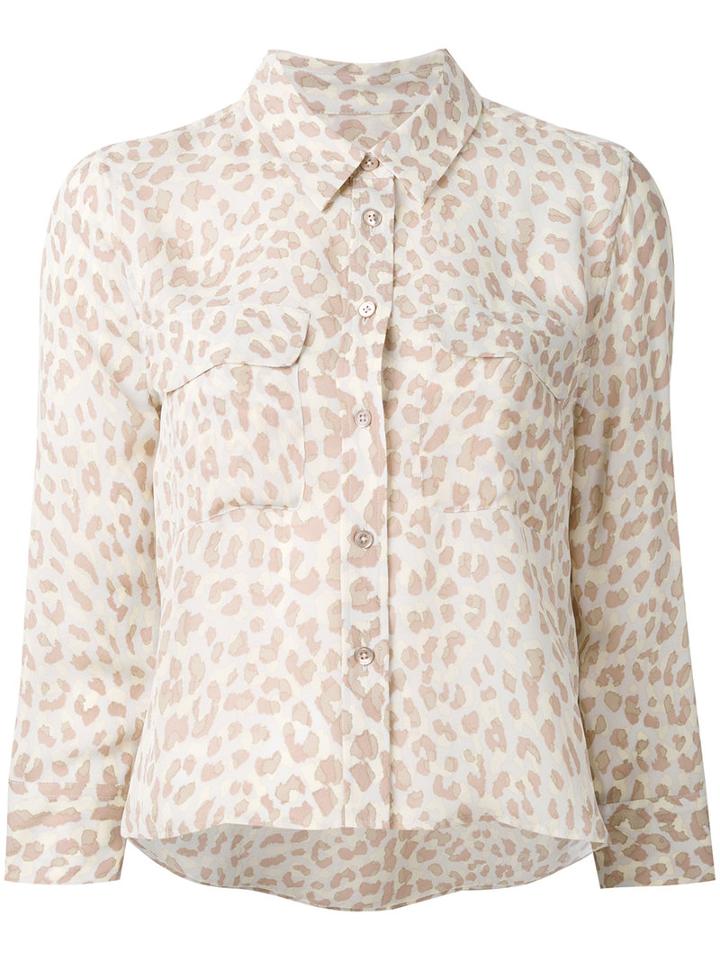 Equipment - Animal Print Shirt - Women - Silk - M, Nude/neutrals, Silk