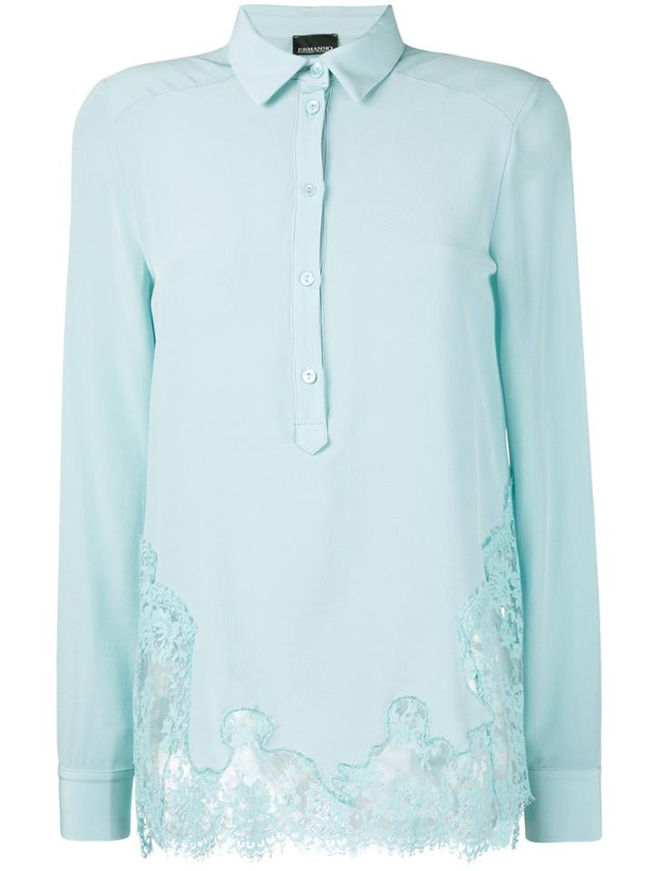 Ermanno Ermanno Silk Panel Shirt - Blue
