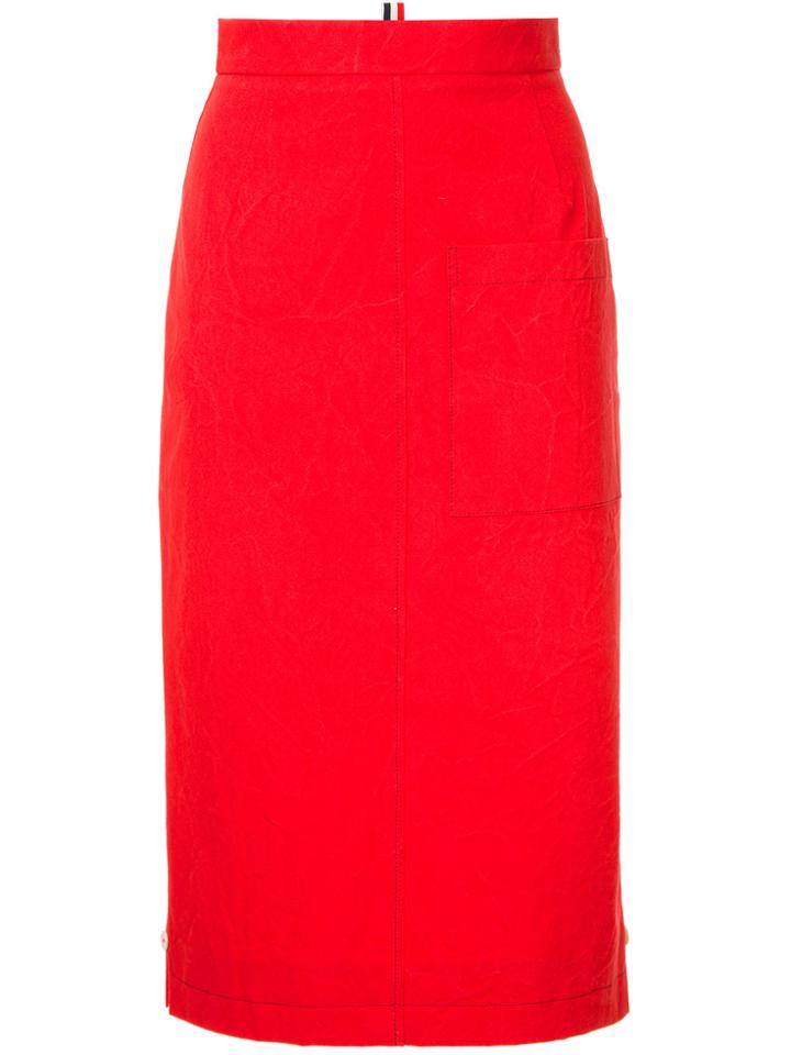 Thom Browne Pocketed Pencil Skirt - Red