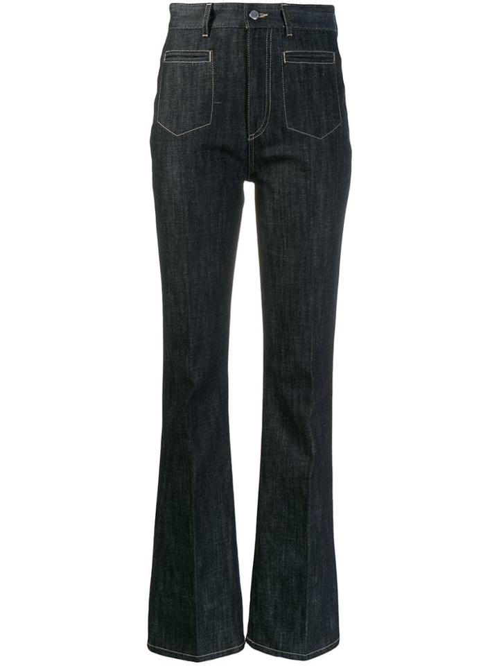 Moncler High-waisted Flared Jeans - Blue