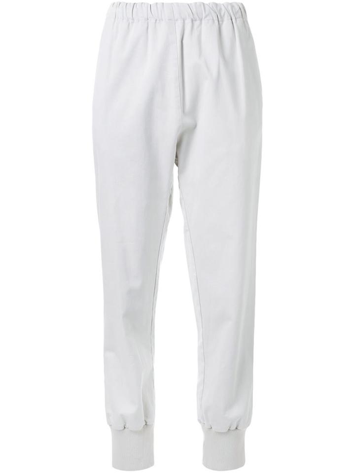 Bassike Ribbed Hem Track Pants, Women's, Size: 6, Grey, Cotton/elastodiene