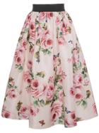 Dolce & Gabbana Silk Rose Print Full Skirt - Pink & Purple