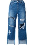 Steve J & Yoni P Ripped Cropped Jeans, Women's, Size: Xs, Blue, Polyester/cotton