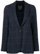 T Jacket Tartan Pattern Blazer - Blue
