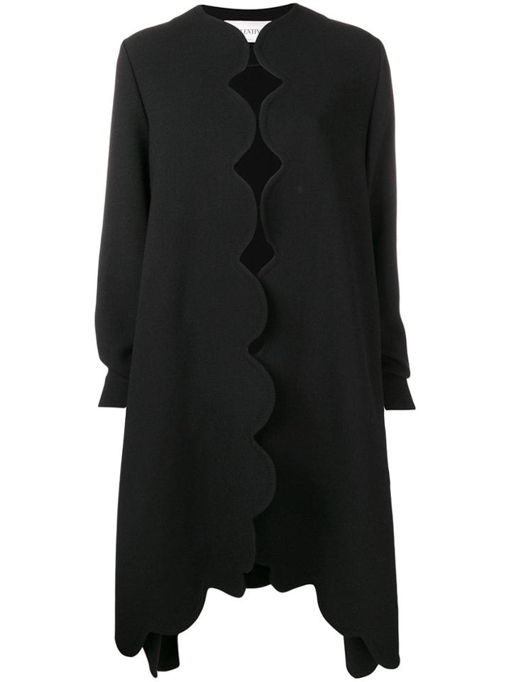 Valentino Scallop Trim Coat - Black