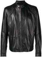 Hugo Hugo Boss Zipped Leather Jacket - Black