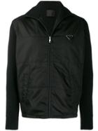Prada Knitted Sleeve Zip-up Jacket - Black