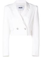 Msgm Double Breasted Cropped Jacket - White