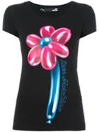 Love Moschino 'flower' T-shirt, Women's, Size: 42, Black, Cotton/spandex/elastane