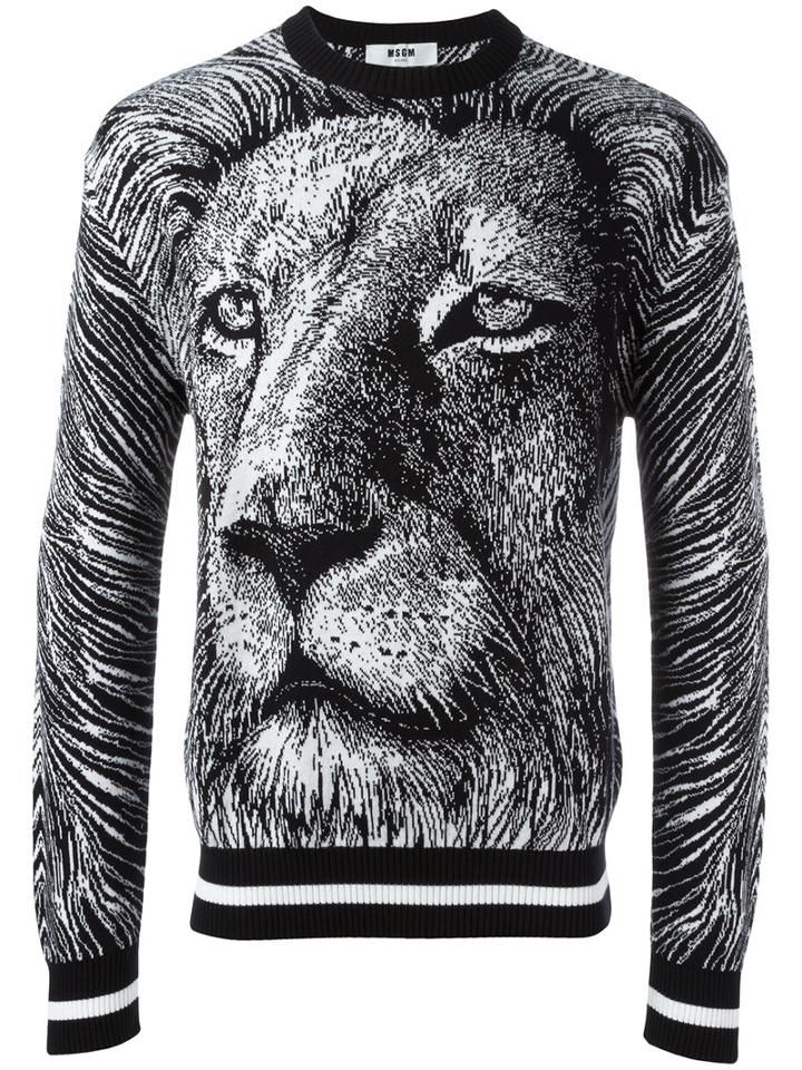 Msgm Lion Sweatshirt, Size: Large, Black, Cotton