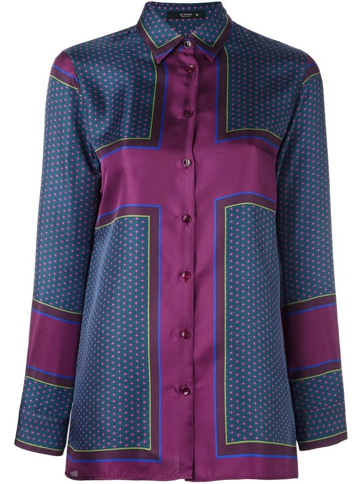 Etro Printed Shirt, Women's, Size: 42, Pink/purple, Silk