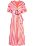 Silvia Tcherassi Striped Puff-sleeve Shirt Dress - Red