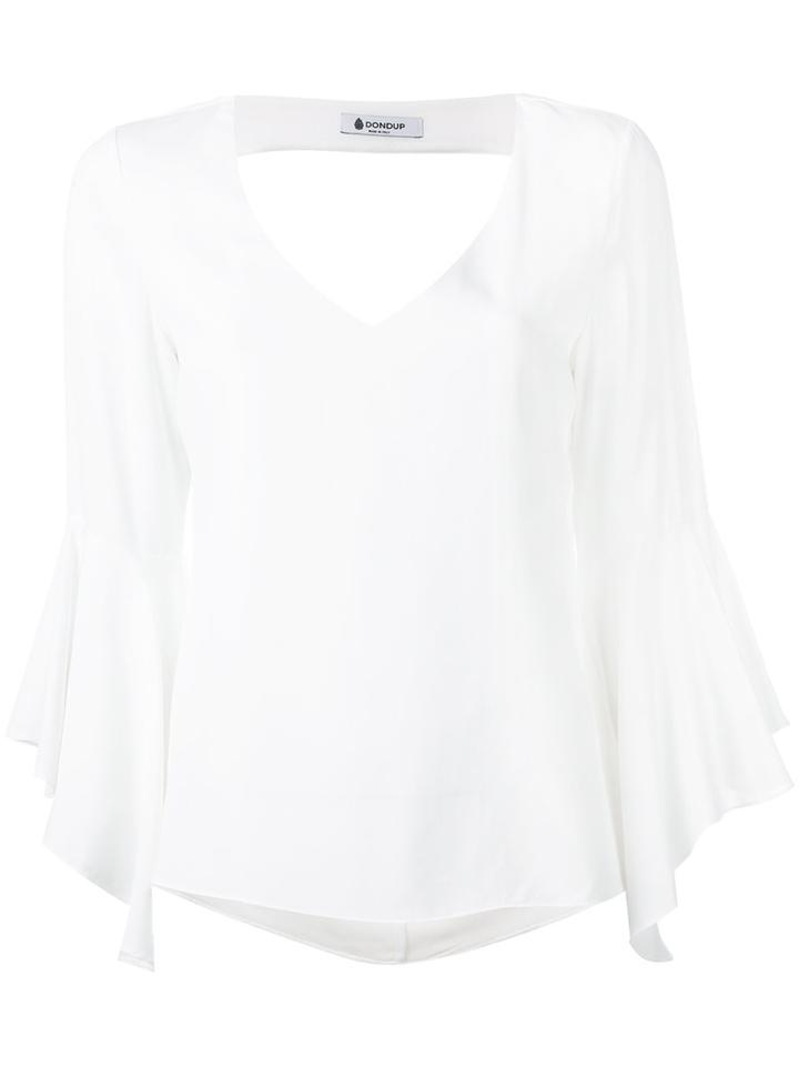 Dondup Draped Sleeves Blouse, Women's, Size: 44, White, Viscose/silk