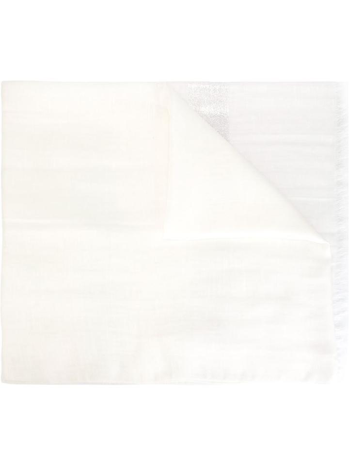 Eleventy Frayed Edge Scarf, Women's, White, Modal/polyester/polyamide