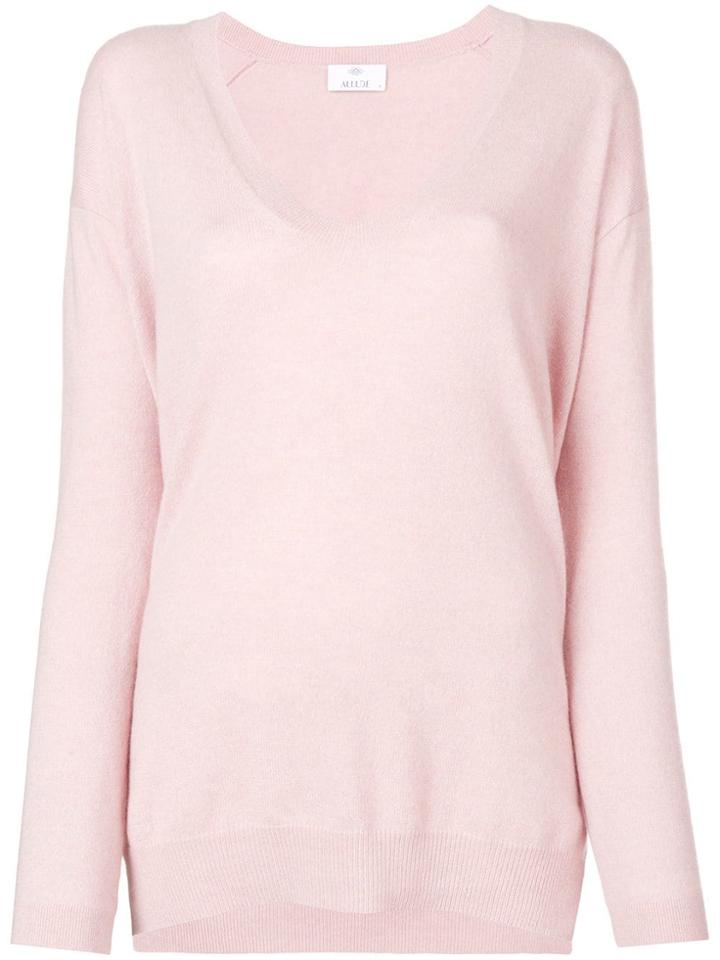 Allude U-neck Sweater - Pink & Purple