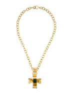 Chanel Vintage Gripoix Ribbon Cross Necklace