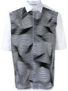 Neil Barrett Zig-zag Applique Shirt, Men's, Size: 43, White, Cotton