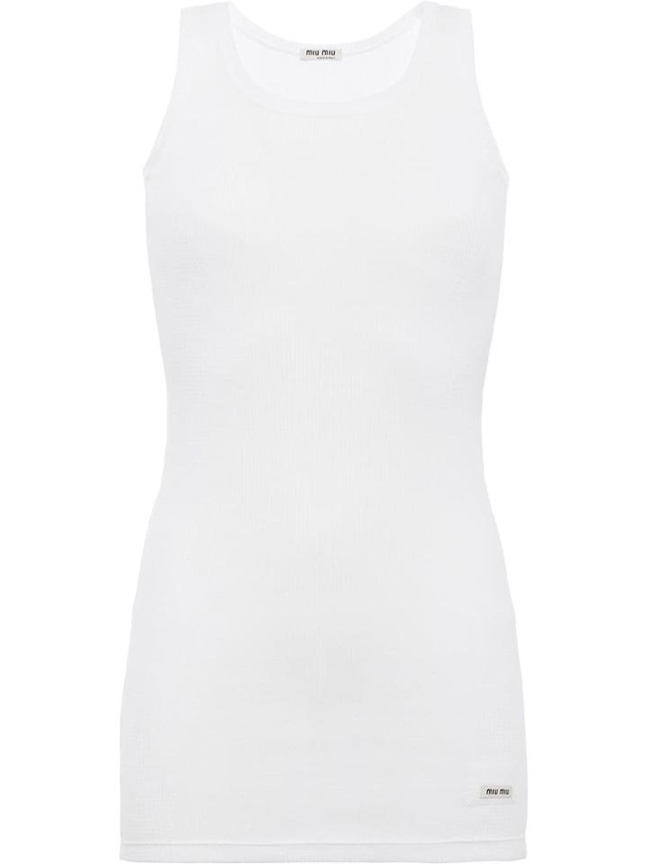 Miu Miu Ribbed Tank Top - White