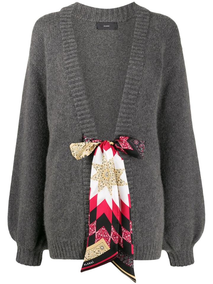 Alanui Silk Tie Fastening Cashmere Cardigan - Grey