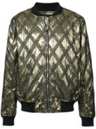 Philip Ayler Metallic Quilted Bomber Jacket - Yellow & Orange