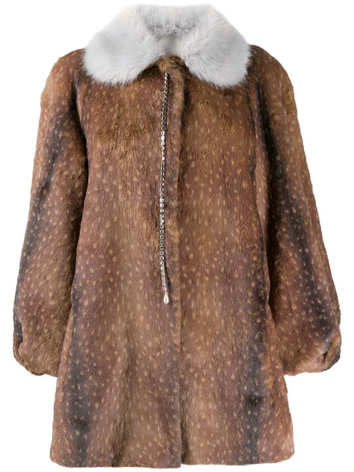 Srvz Club Crystal Detail Coat - Brown