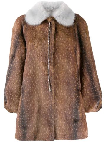 Srvz Club Crystal Detail Coat - Brown