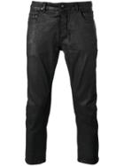 Rick Owens Drkshdw Waxed Cropped Jeans, Men's, Size: 34, Black, Cotton/spandex/elastane/polybutylene Terephthalate (pbt)