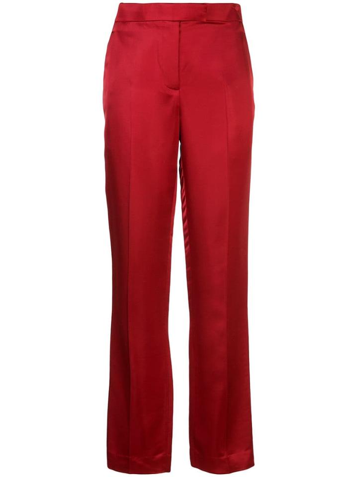 Helmut Lang High Waisted Straight Leg Trousers - Red