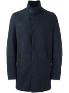 Giorgio Armani Stand Up Collar Zip Coat, Men's, Size: 48, Blue, Sheep Skin/shearling