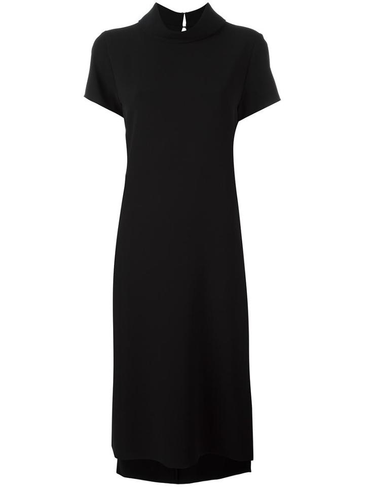 P.a.r.o.s.h. Round Collar Mid Dress, Women's, Size: Medium, Black, Polyester/spandex/elastane