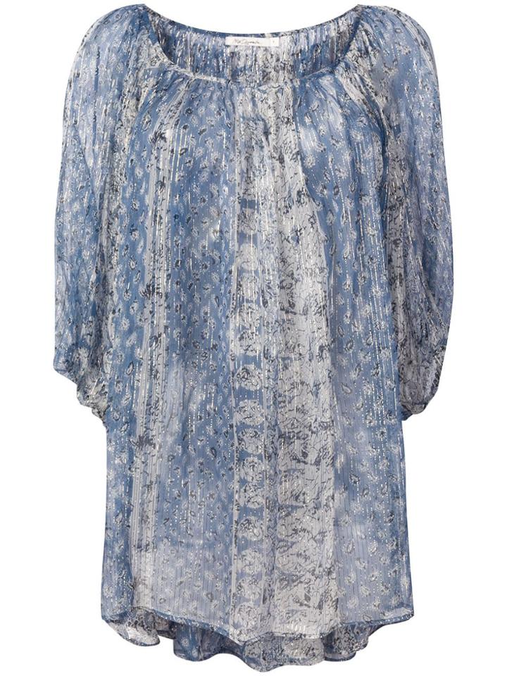 Mes Demoiselles Lurex Printed Blouse - Blue