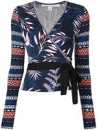Diane Von Furstenberg Mixed Print Wrap Cardigan