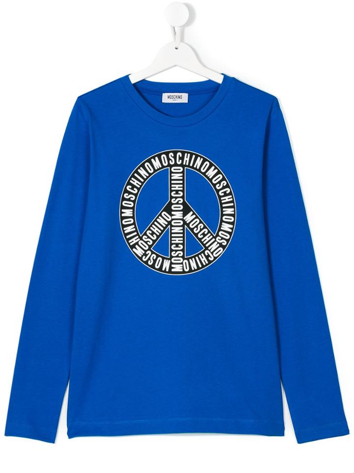 Moschino Kids Peace Long Sleeve T-shirt - Blue