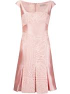 Martha Medeiros Lace Inserts Pleated Dress - Pink & Purple