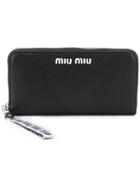 Miu Miu Madras Leather Zip-around Wallet - Black