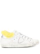 Philippe Model Fur Trim Lace-up Sneakers - White