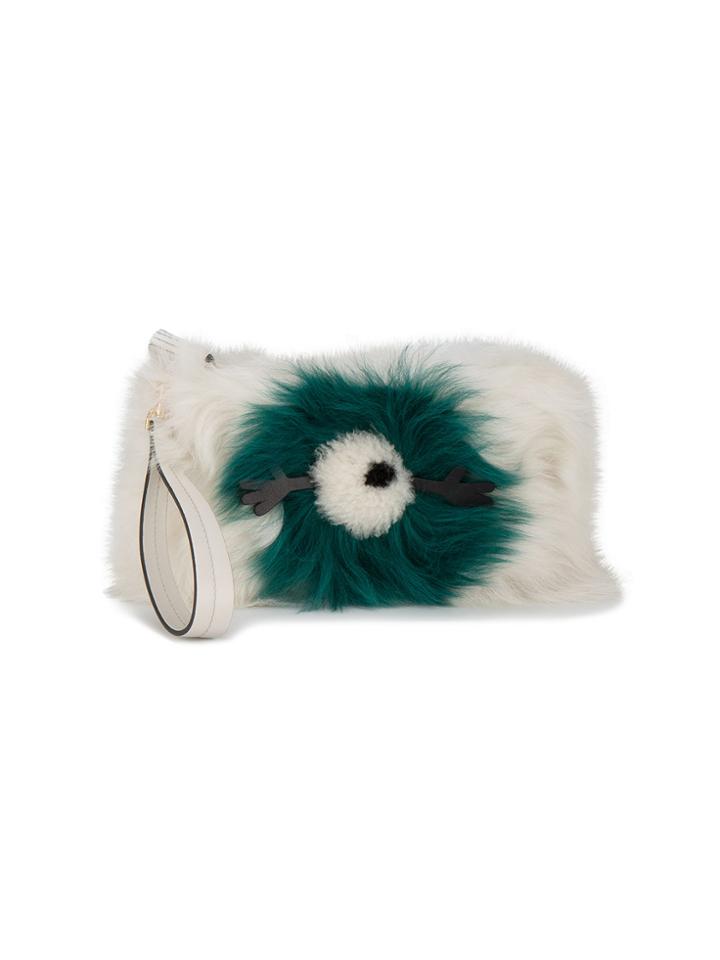 Anya Hindmarch Furry Eyes Shearling Pouch - White